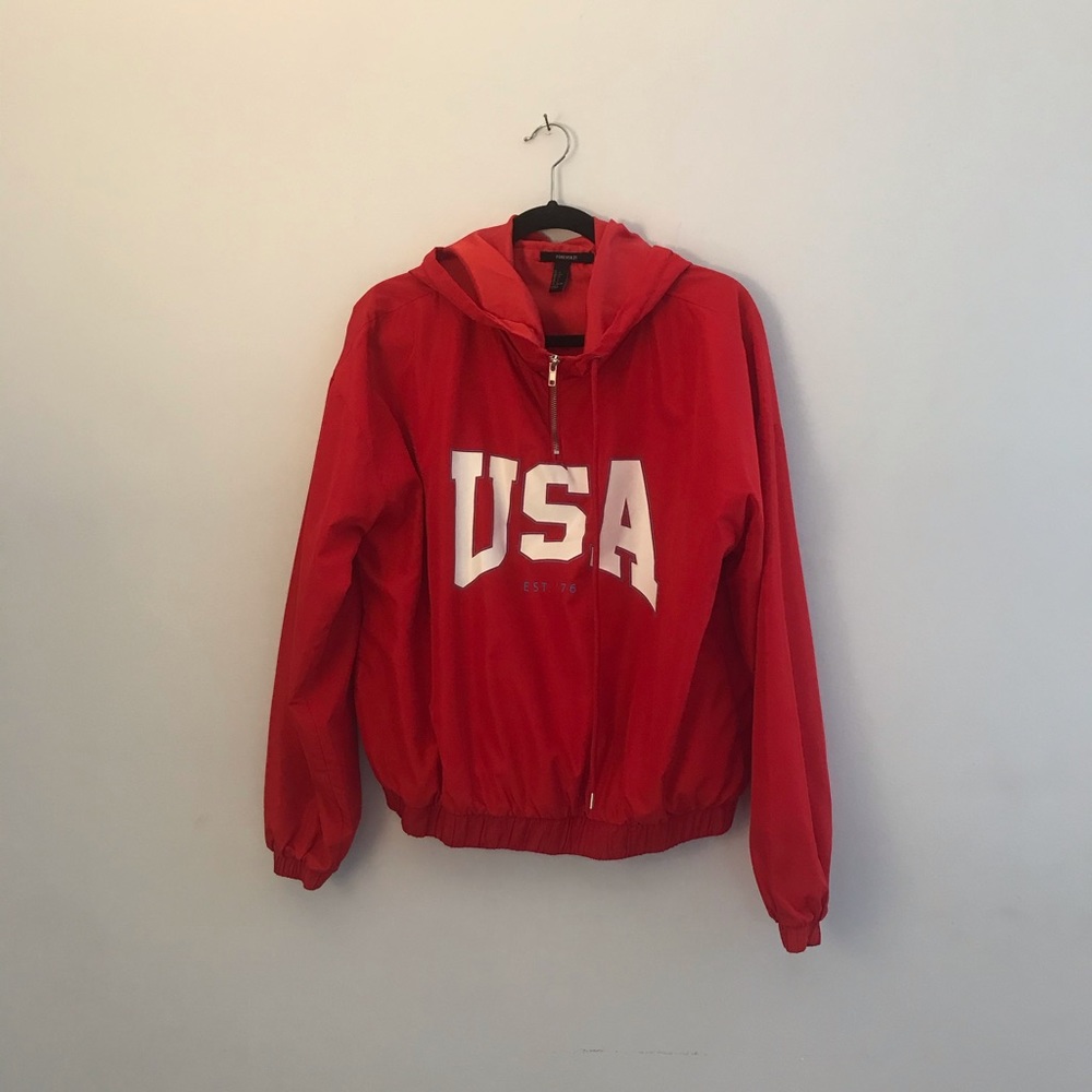 red USA windbreaker
